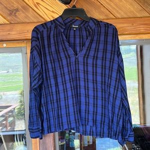Blue plaid Madewell top